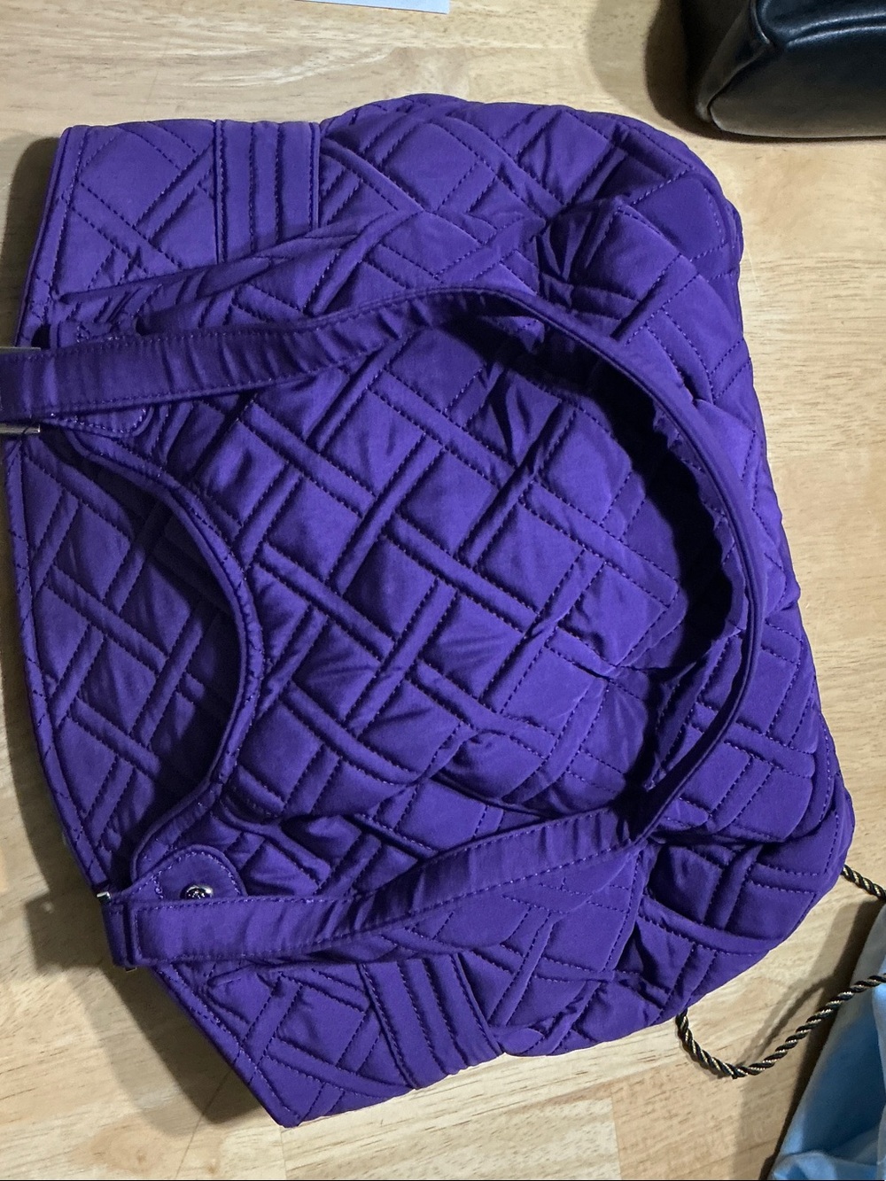 Vera Bradley Quilted Purple Shoulder Tote with Metal Logo